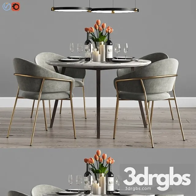 Modern dinning set 9 2 3D Model Free