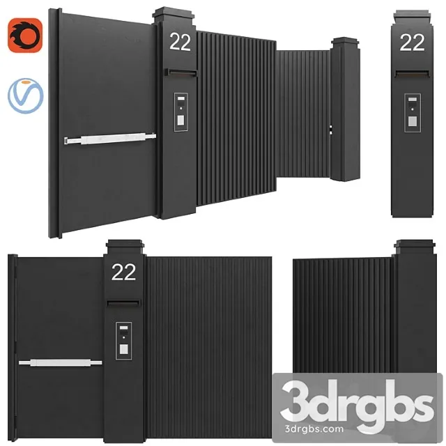 Modern door 08 3D Model Download