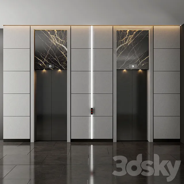 Modern elevator wall 3D Model
