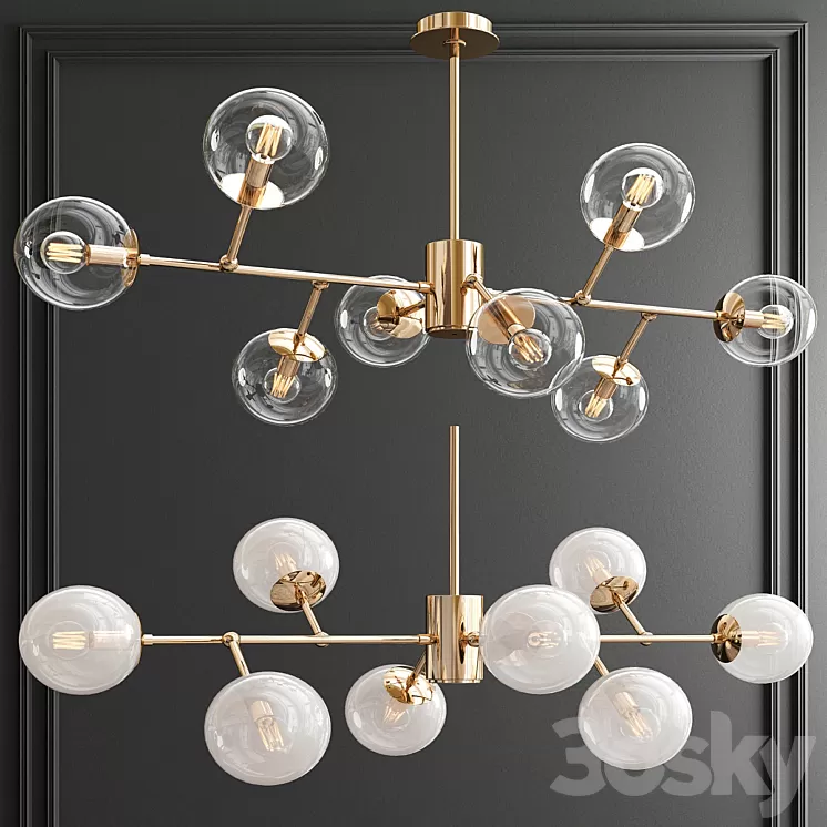 Modern Espalier Branching Globe Chandelier 3D Model