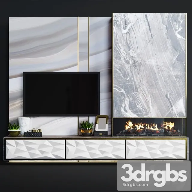Modern fireplace 15 3D Model Free