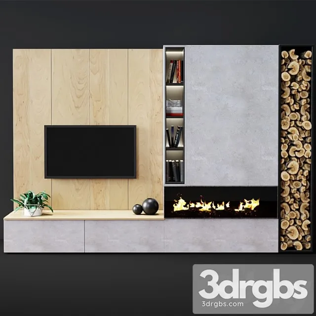 Modern fireplace 4 3D Model Free