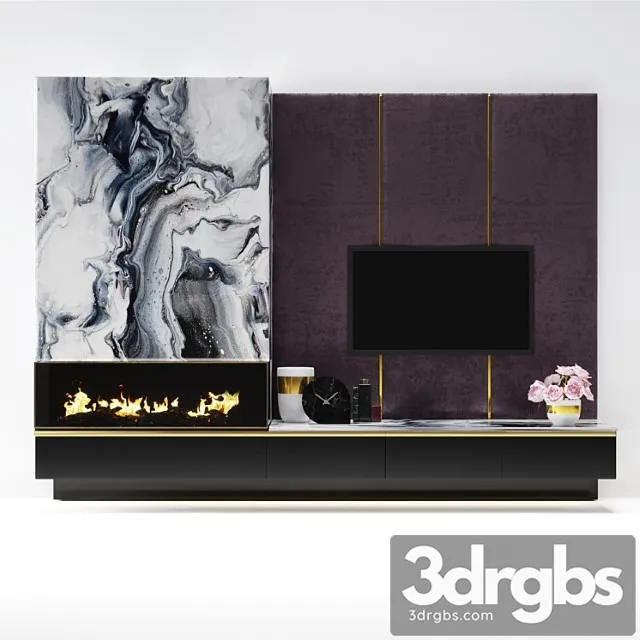 Modern fireplace 5 3D Model Free