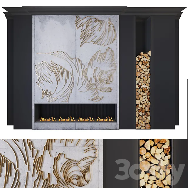 Modern fireplace _ petals 3DModel
