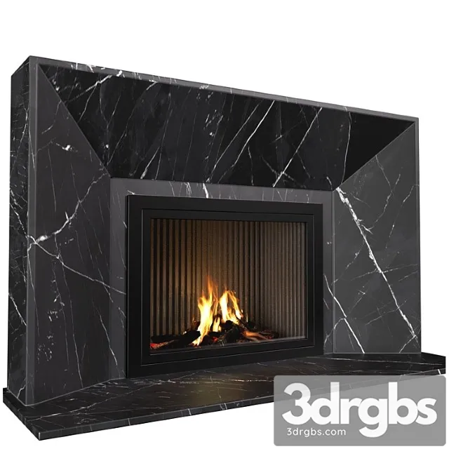 Modern Fireplace In Black Marble Fireplache Sontemporium 3D Model Free