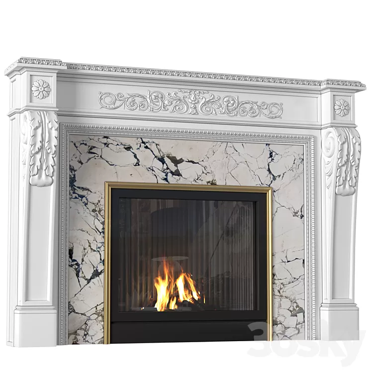 Modern fireplace in classic style.Fireplace modern ArtDeco 3D Model Free