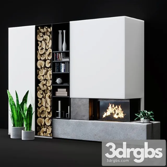 Modern fireplace_2 3D Model Free