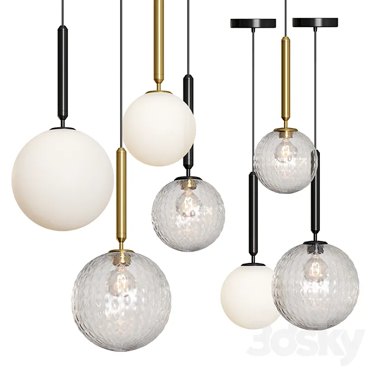 Modern Glass Ball Led Pendant Lamp 3D Model Free