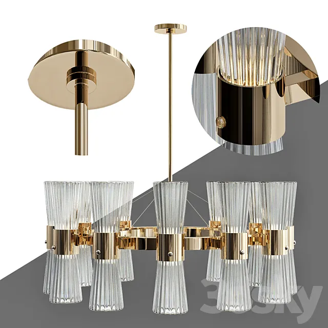 Modern Gold Leaf Murano Glass Chandelier 3DModel