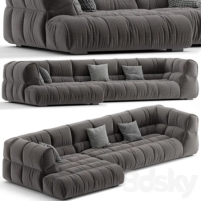 Modern Gray L-Shape Sectional sofa 3D Model