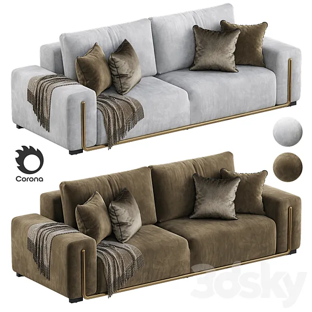 modern gray sofa 3D Model