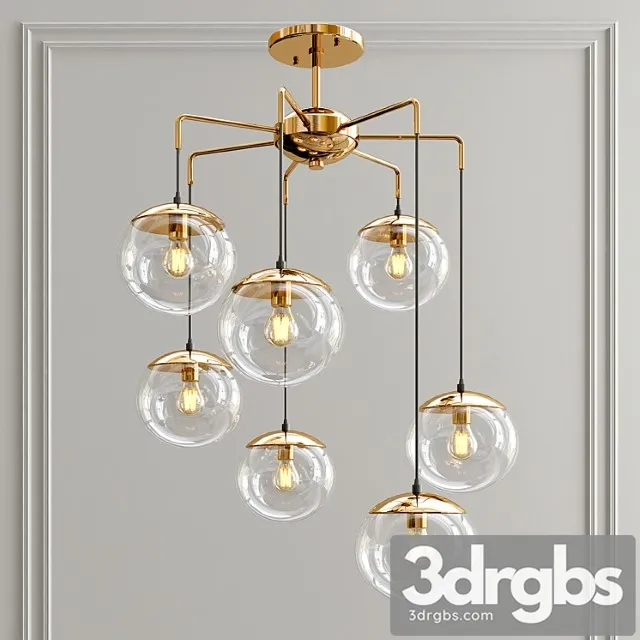 Modern Handcrafted Brass Glass Bubbles Chandelier 3D Model Free