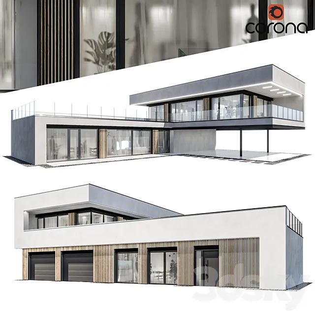 Modern house 09 | night 3D Model