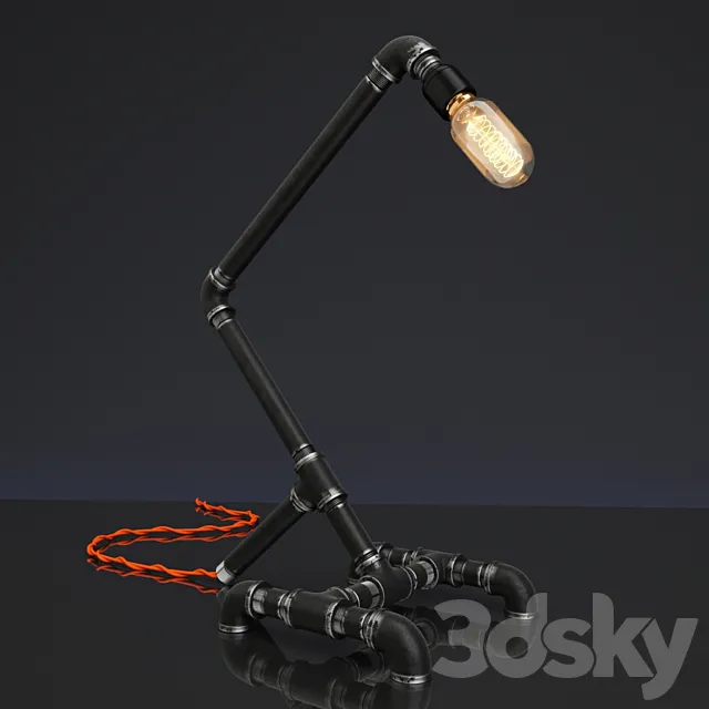 Modern Industrial Pipe Lamp 3D Model