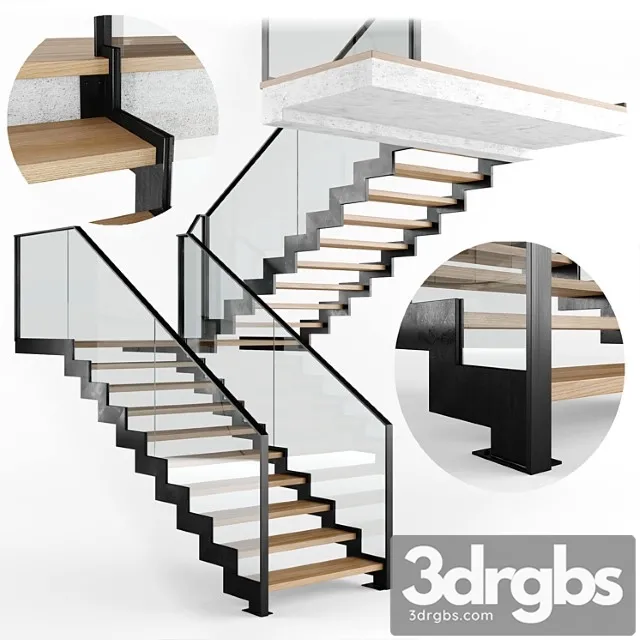 Modern Interior Stair 09 3D Model Free