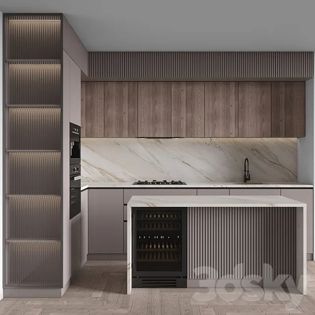 Modern Kitchen 153 (Corner Kitchen) 3D Model