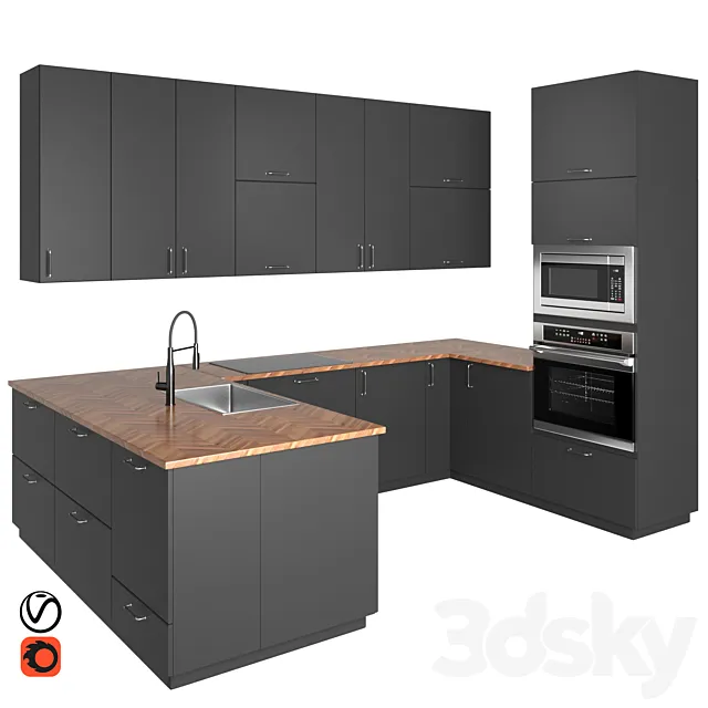 Modern kitchen KUNGSBACKA STYLISH 3D Model