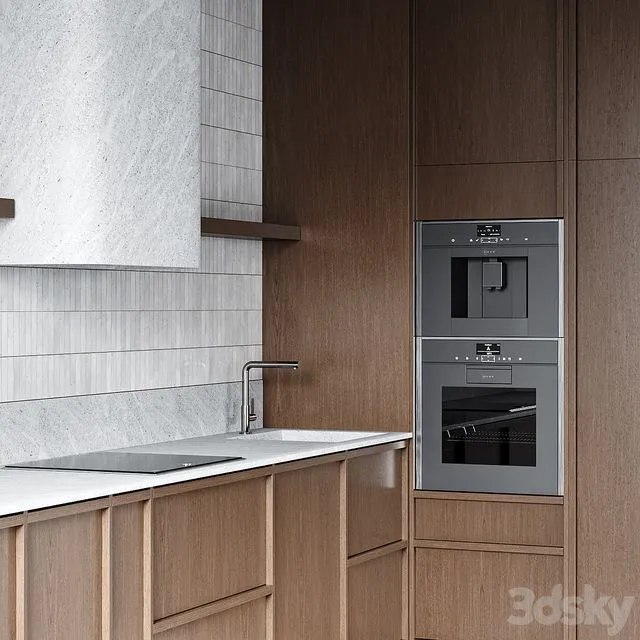 Modern kitchen with ceramic tiles 3D Model