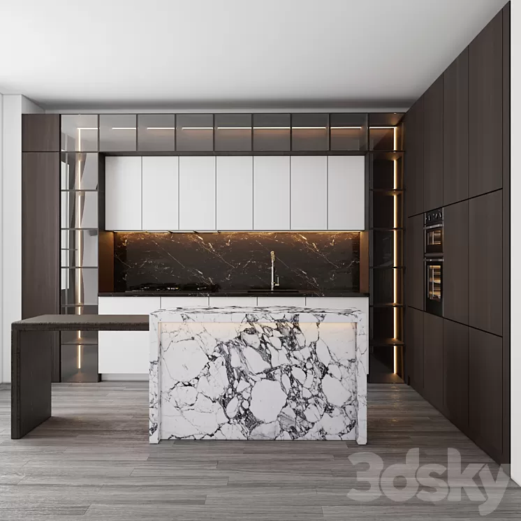 modern kitchen with island 006 3D Model Free