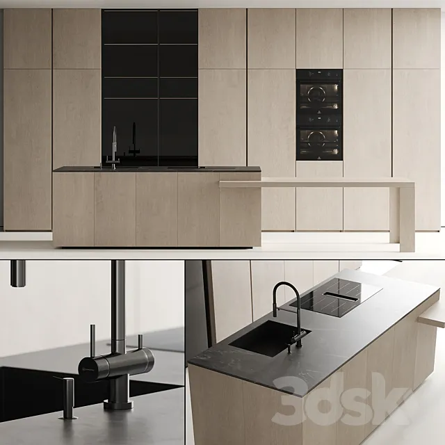 Modern kitchen with island 14 3D Model