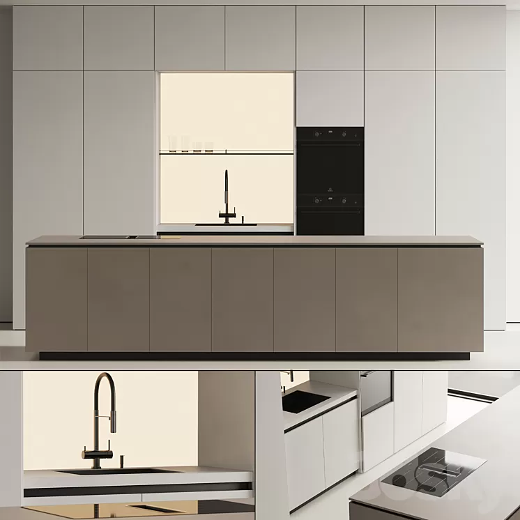 Modern kitchen with island 15 3D Model Free