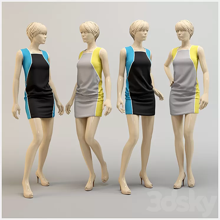 Modern knitted dress. 3D Model