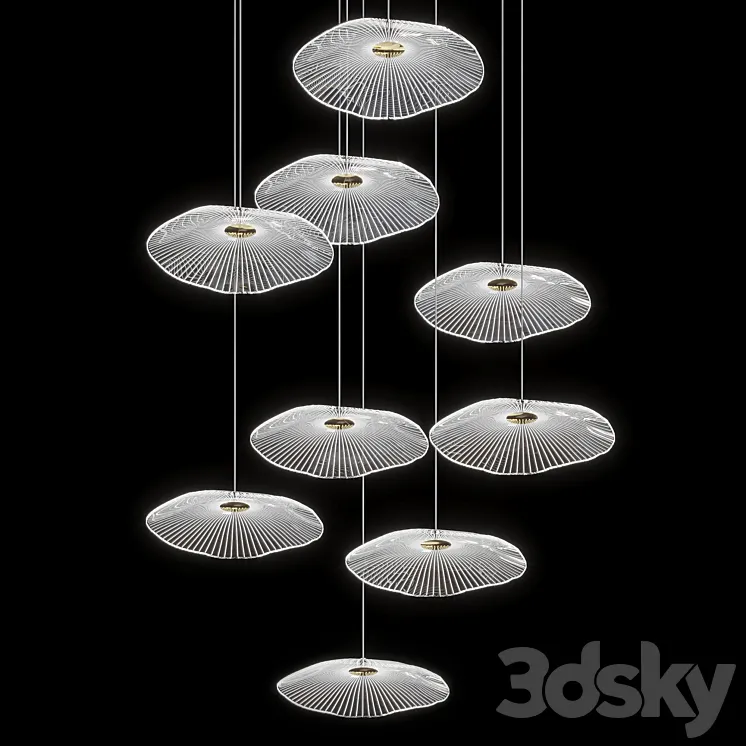 Modern LED ceiling lamp Ing in the form of a lotus leaf 3D Model Free