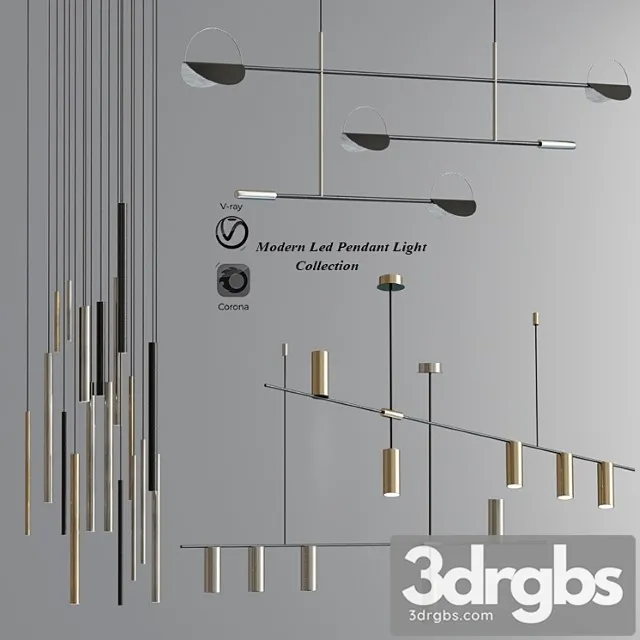 Modern led pendant light collection 3D Model Free