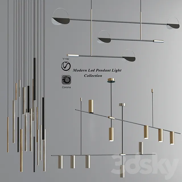 Modern Led Pendant Light Collection 3D Model