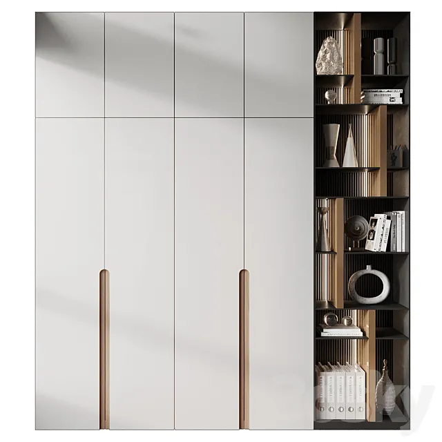 Modern luxury wooden bookshelf GHS-2406 3D Model