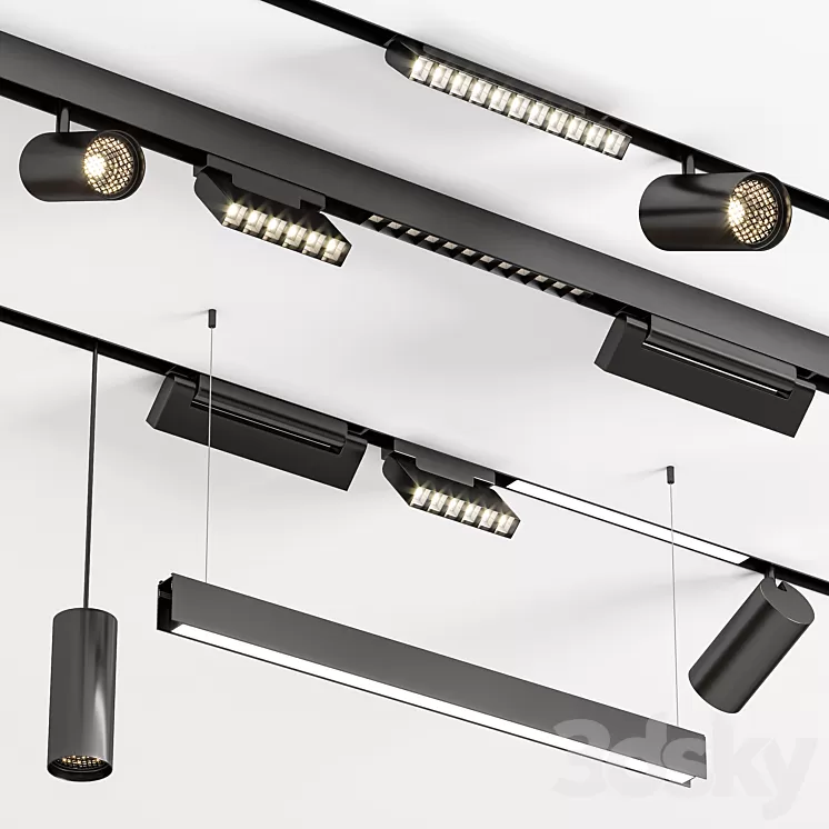 Modern Magnetic Track Lights 3D Model Free