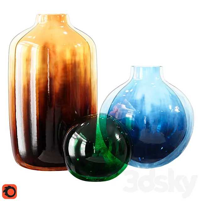 Modern Murano Vase Glass Set 3DModel