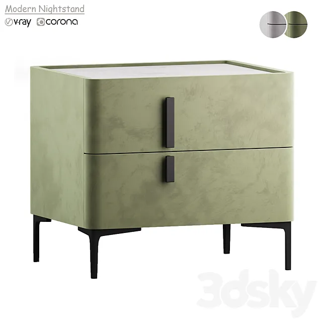 Modern Nightstand with Drawers 3D Model