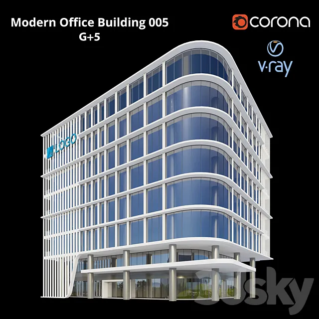 Modern Office Building 005 G + 5 3D Model