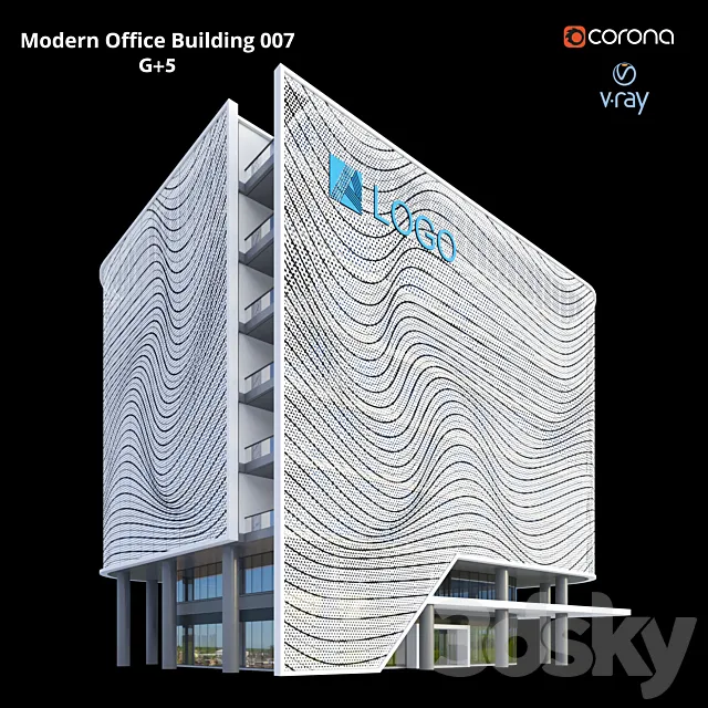 Modern Office Building 007 G + 5 3D Model