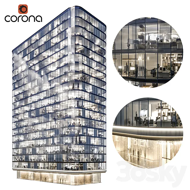 Modern office building 01 3DModel