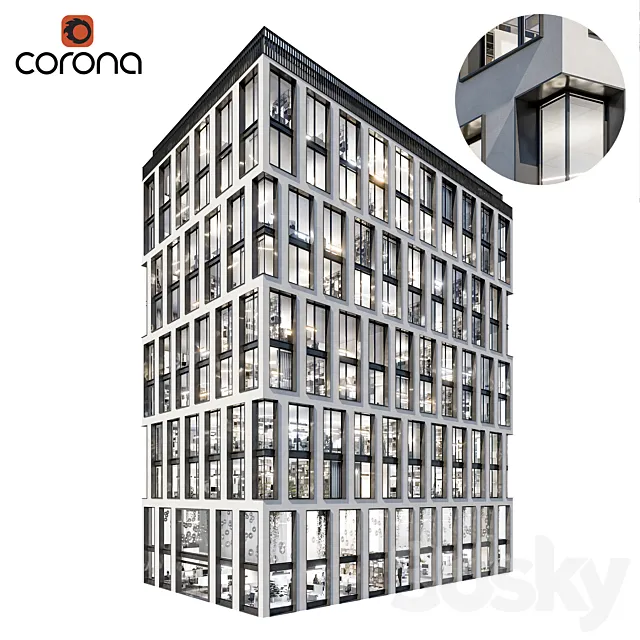 Modern office building 03 3D Model