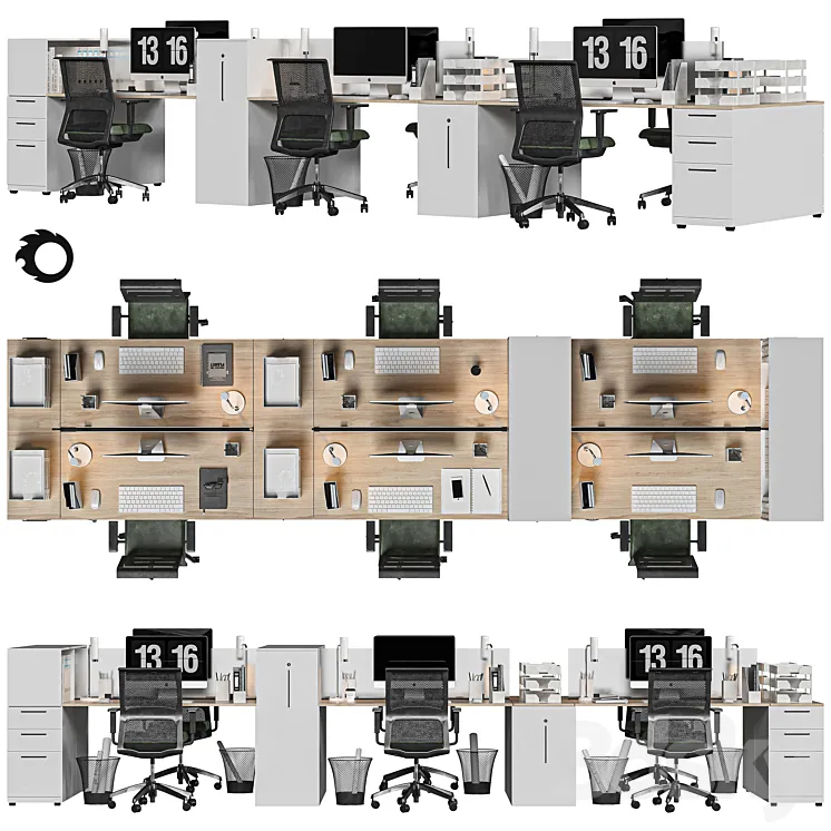 modern office furniture 3D Model Free