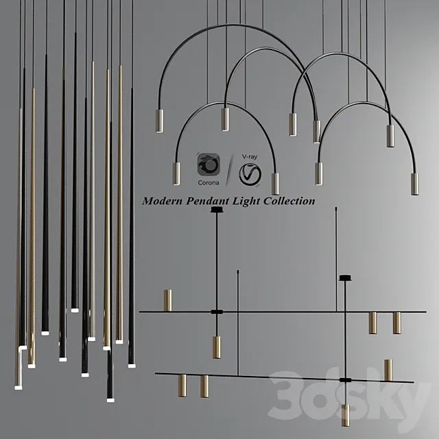 Modern pendant light collection 3D Model