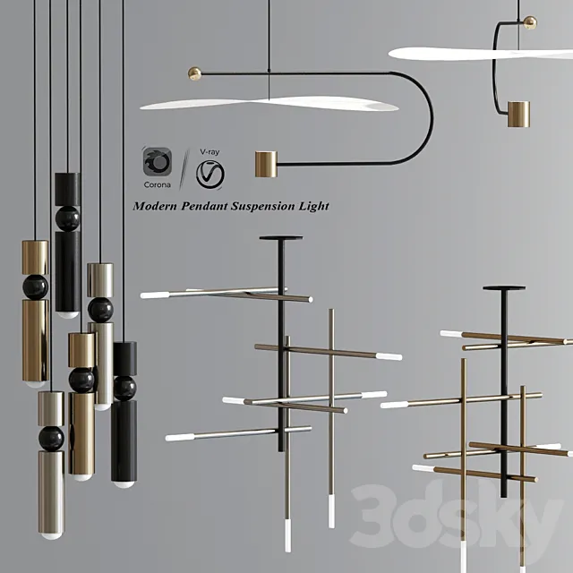 Modern Pendant Suspension Light 05 3D Model