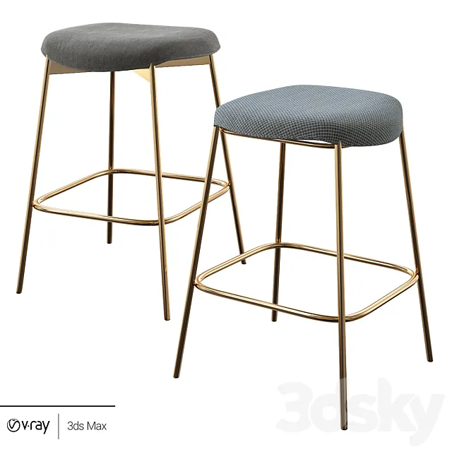 modern petal backless chair 3DModel