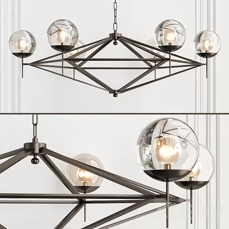 Modern Pyramid Glass Globes Chandelier 3D Model