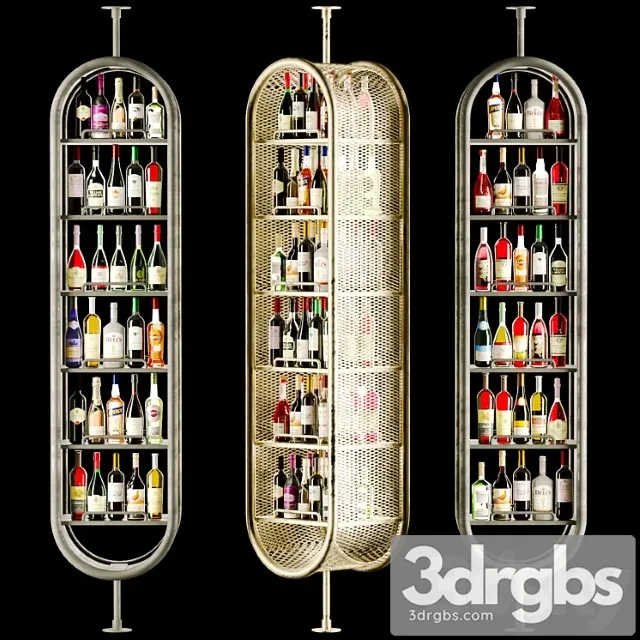 Modern rack in a restaurant with alcohol 3D Model Free