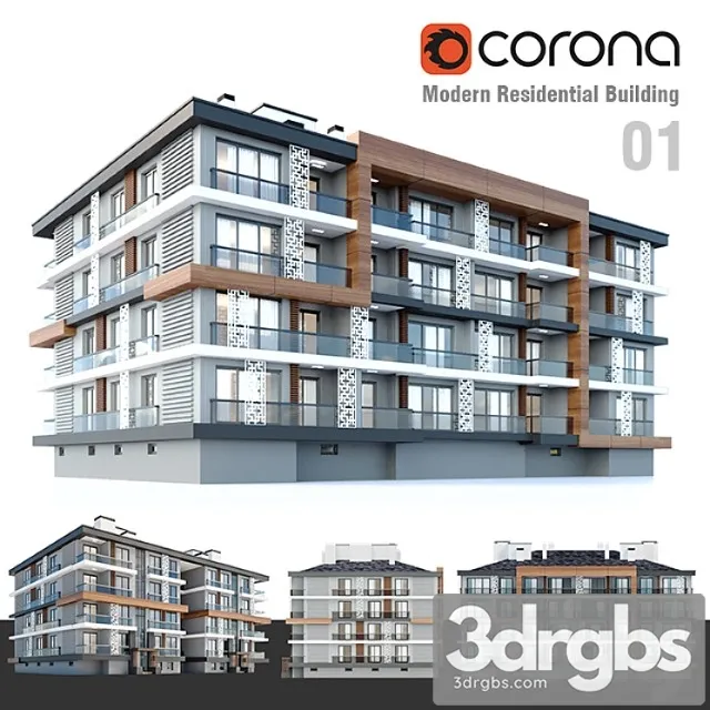 Modern Residential Building 01 3D Model Free