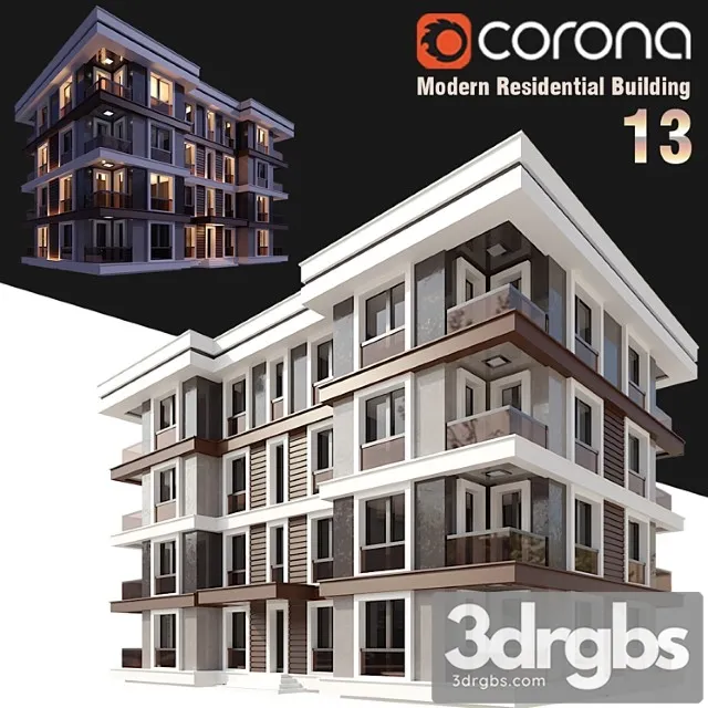 Modern Residential Building 013 3D Model Download