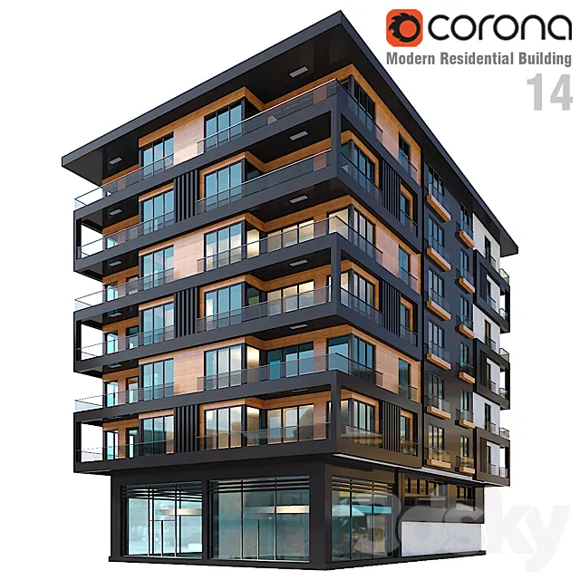 Modern Residential Building 014 Free Download