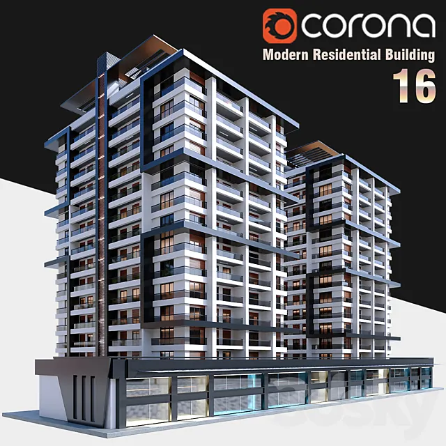 Modern Residential Building 016 3D Model