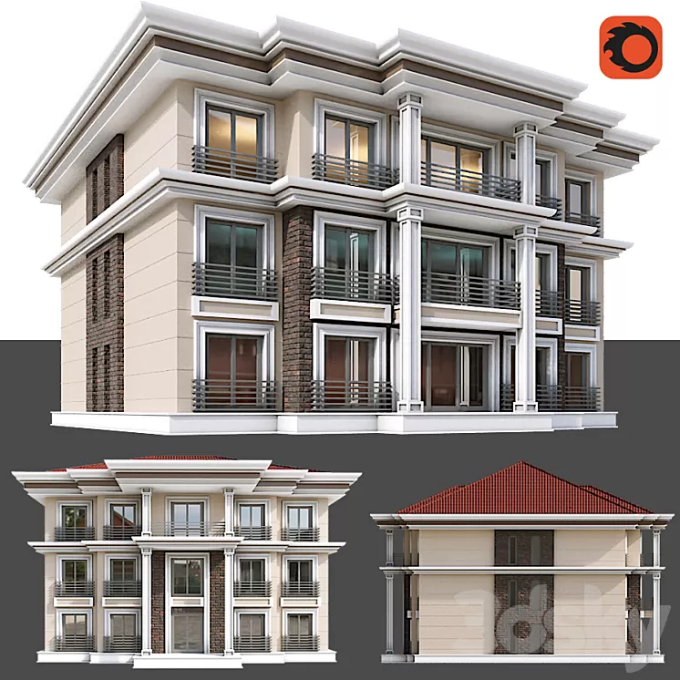 Modern Residential Building 020 3D Model
