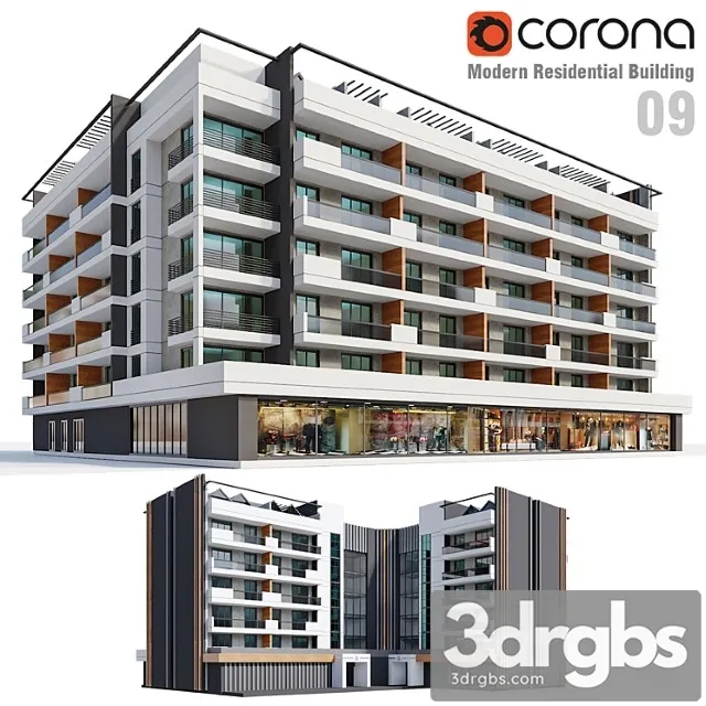 Modern Residential Building 09 3D Model Free
