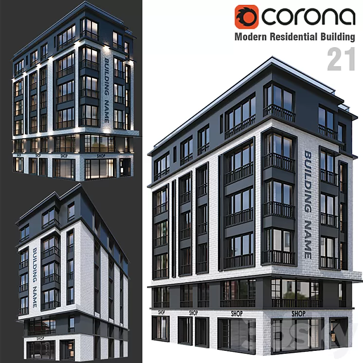 Modern Residential Building 21 3D Model